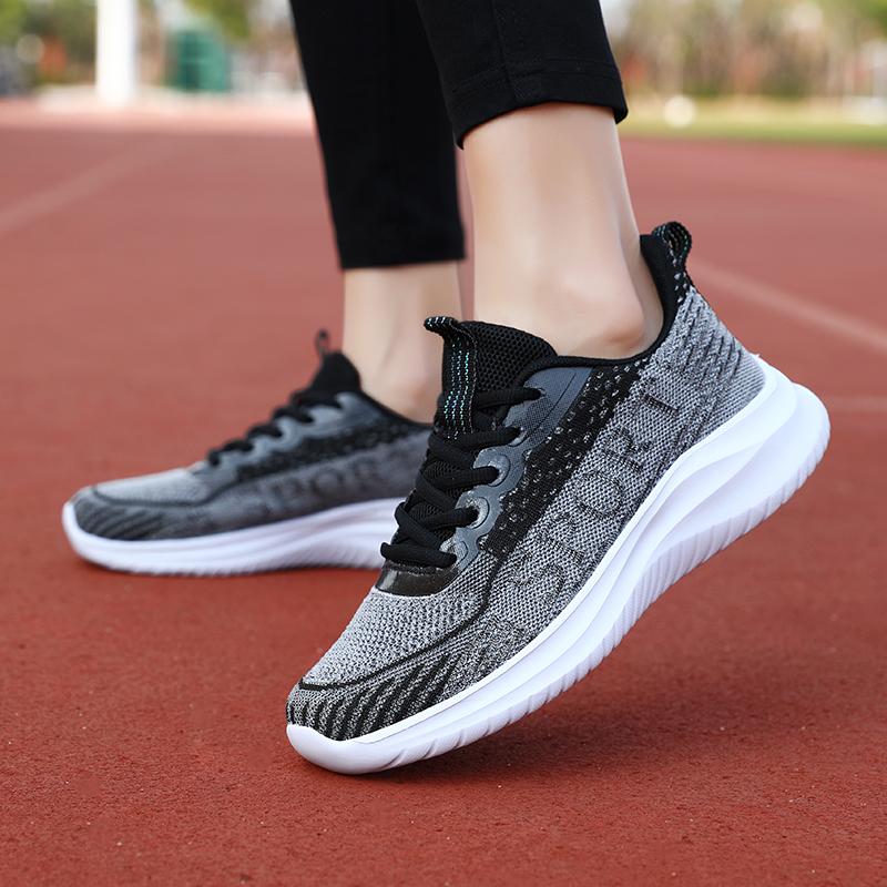Fashion Summer Mesh Running Thick Soled Lace Up Comfortable Training Breathable Tennis Shock-absorbing Vulcanized Shoes Large Size