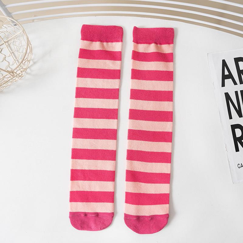 

Осенние новые детские носки средней длины в горизонтальную полоску, одинаковые по цвету, чулки выше колена для девочек, модные детские носки 42cm