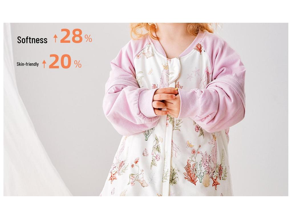 Quilted Baby Sleeping Bag with Removable Sleeves for Autumn/Winter, Split-Leg Design, Anti-Kick, Class A Warmth