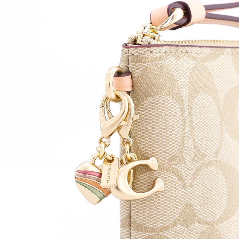 Coach Boxed 16 Classic Presbyopia Zipper Gift Box Coated Canvas with Leather Wrist Bag Clutch Regular Women's Khaki