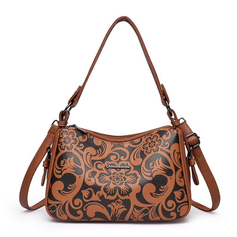 

Vintage Floral Embossed Hobo Bag for Women - Fashion Faux Leather Underarm Shoulder Bag with Adjustable Strap for Daily Casual Commute