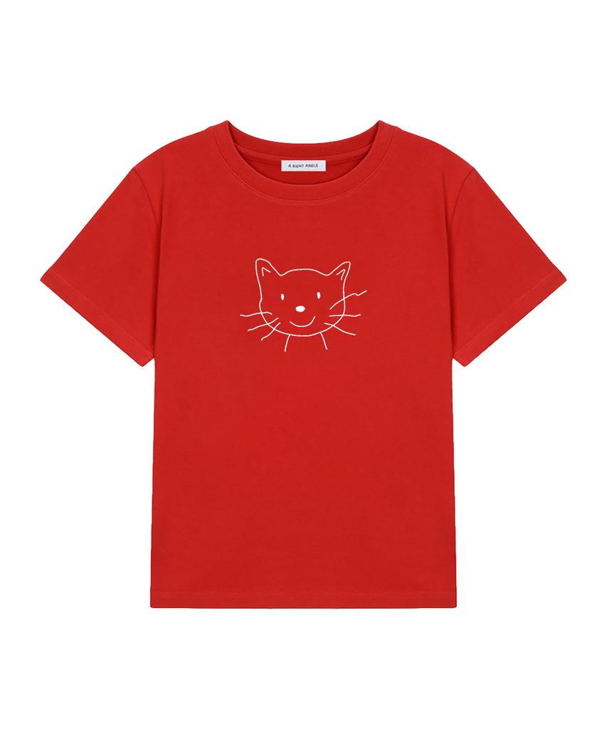 Eolaiteuaenggeul Cat Face Crop Tee (3 Color)