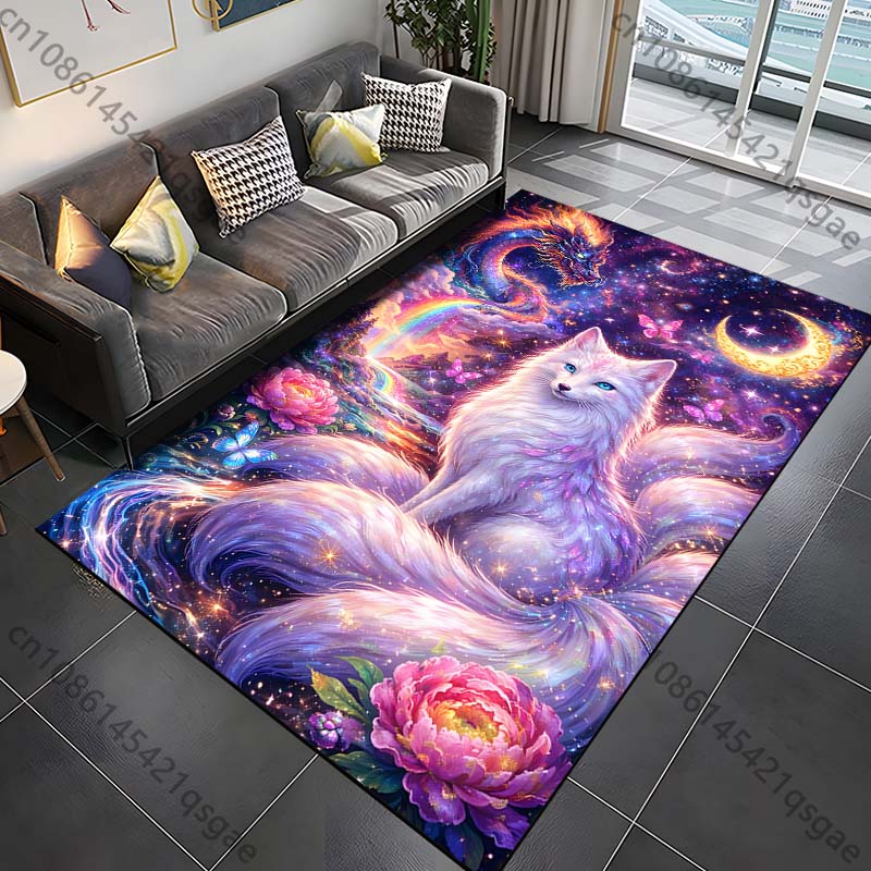 

1PC Fantasy creature and vibrant scenery Print Carpet Rug for Living Room Bedroom Sofa Doormat Home Decor Non-slip Floor Mat 40cm x 60cm