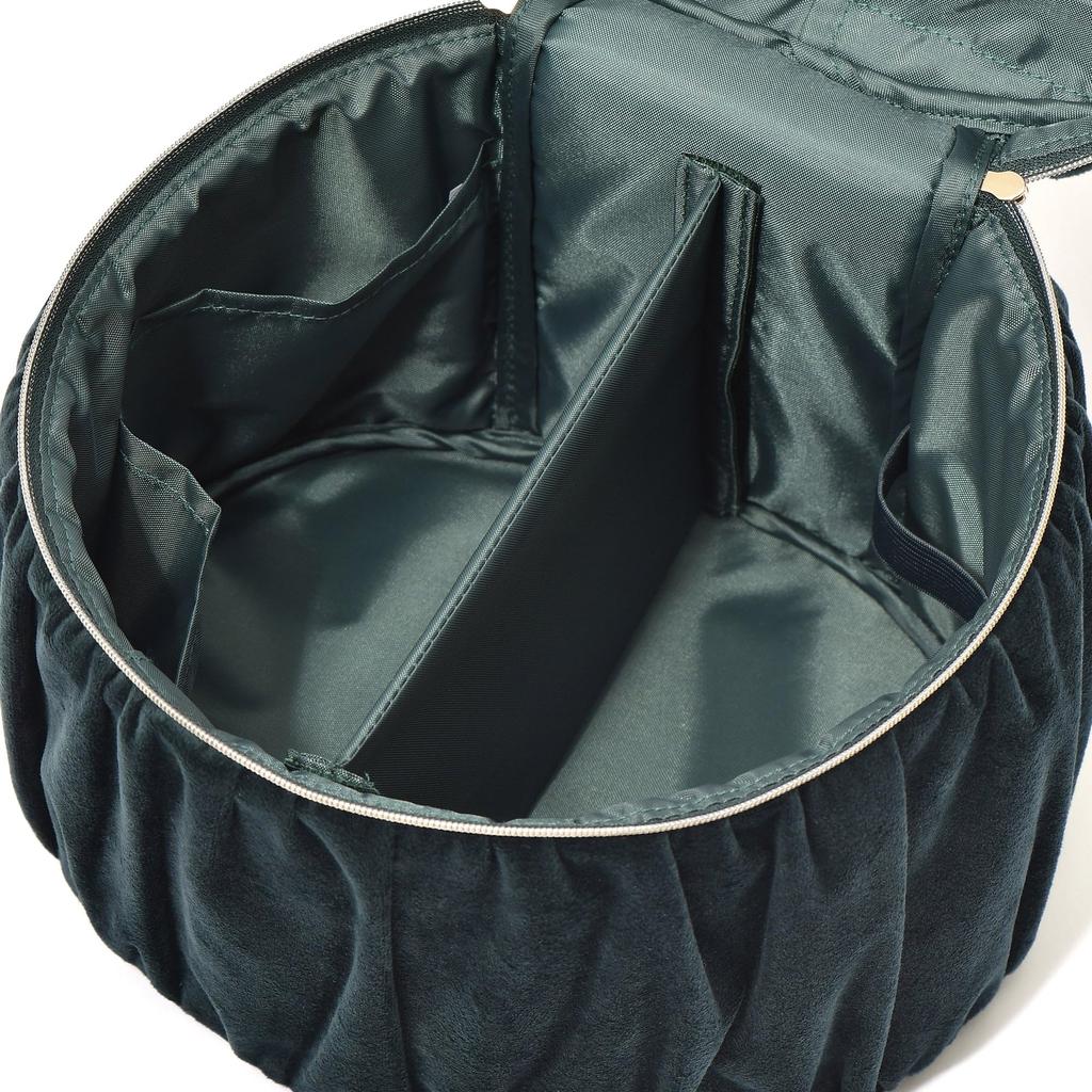 Francfranc Velvet Ribbon Vanity Cosmetic Makeup Makeup Storage Pouch, Large, Green, Pouch, Box,