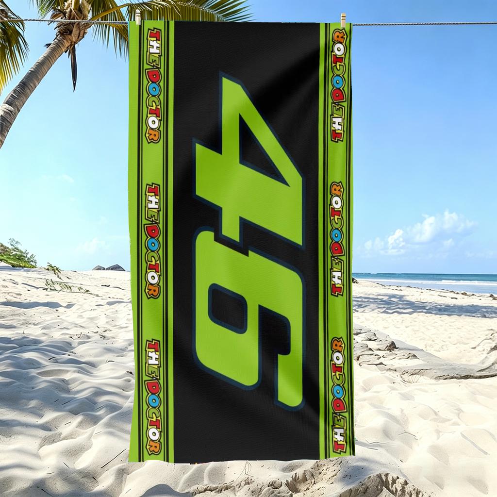 1 Stück V-Valentino R-Rossi 46 Motogp Strandtuch Mikrofaser Weich Schnelltrocknend Vr46 Racing Print Badetuch Für Fans Schwimmen Outdoor