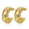 European and American Zircon Striped Diamond Earrings, Stainless Steel C-shaped Stud Earrings Women's Fashion Earrings