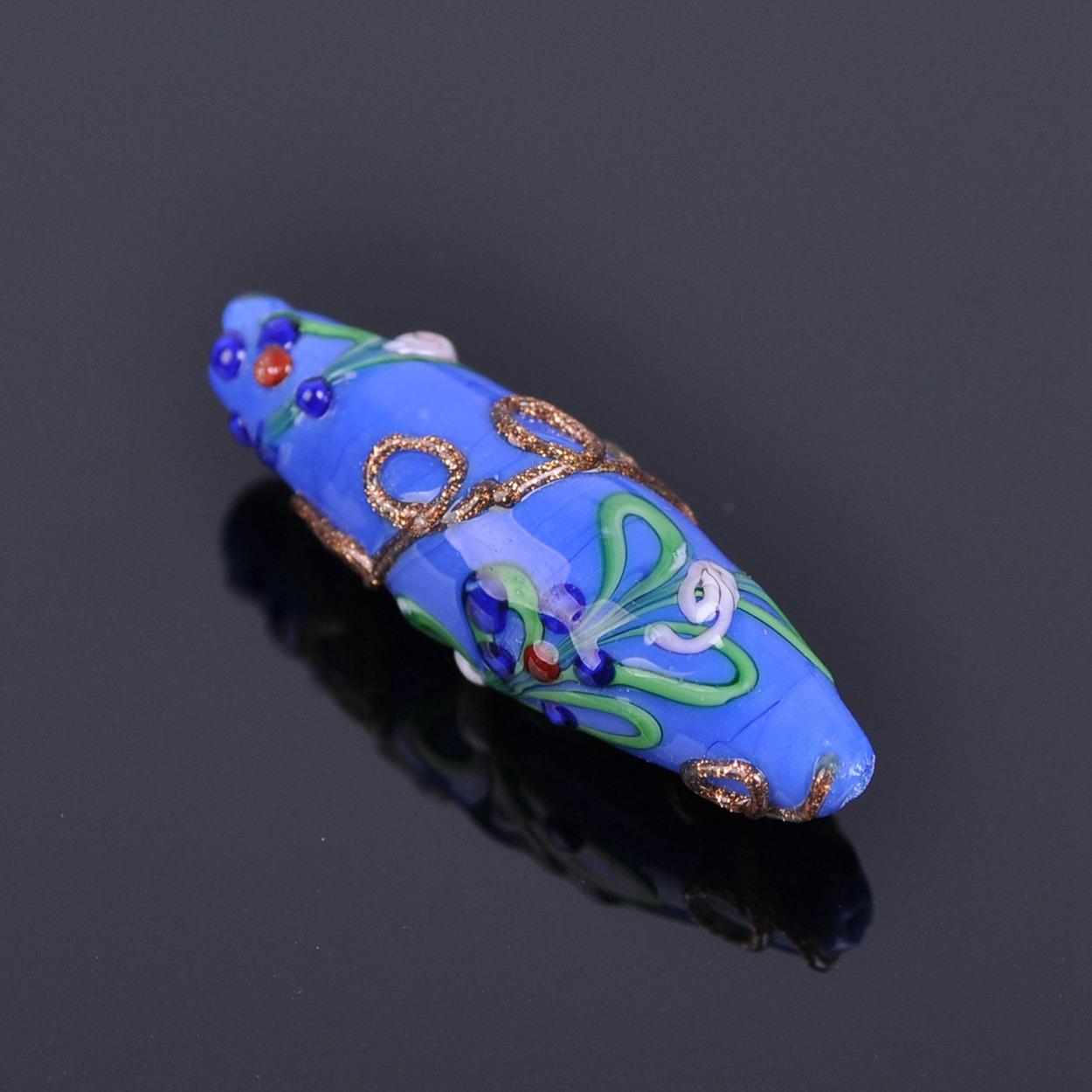 

5 шт. 45x13 мм Большие овальные регби Ручной работы Цветочные Лэмпворк Стеклянные Свободные Бусины для Изготовления Ювелирных Изделий DIY Фурнитура 45x13mm-5pcs