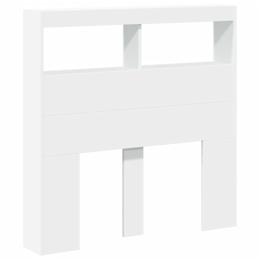 LED Headboard with Shelves White 100 X 17 X 102 Cm