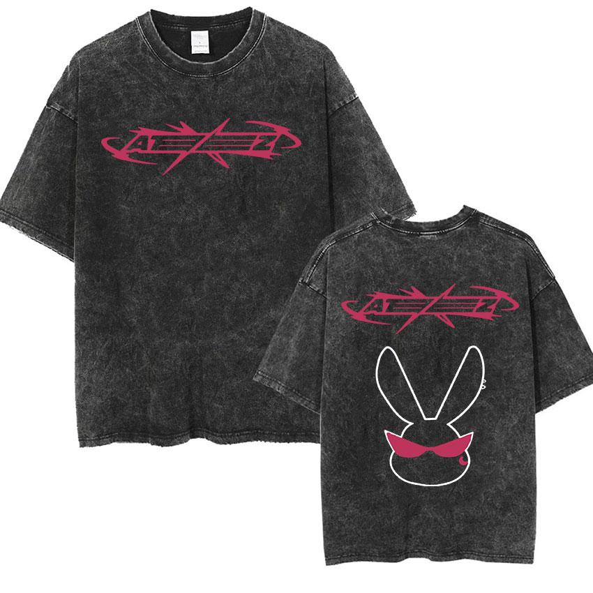 Tee Shirt Homme Graphic TShirts Men Tshirt for Men Ropa Hombre Korean Ateez Fin Wjll Album Concert Vintage Washed Camisetas