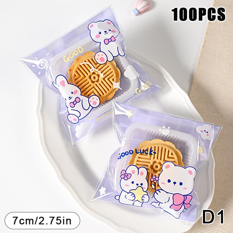 100 Teile/los Kunststoff Cartoon Cookie Und Süßigkeiten Taschen Selbst-Adhesive Geschenk Tasche Für Hochzeit Partei Liefert Keks Verpackung Tasche