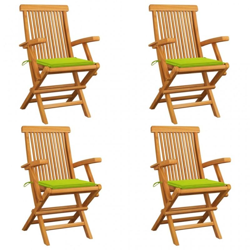 Day and Night - Day and Night Garden Chairs 4 Units Teak Wood with Bright Green Cushions