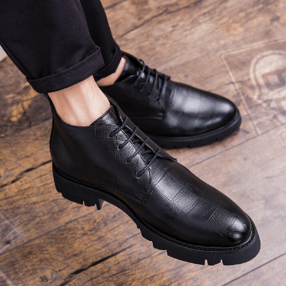 

Роскошные туфли дерби мужские черные из ПУ на толстой подошве, прочные кожаные туфли на шнуровке, деловые модные туфли для платья, размеры 38-44Мужская обувь 44 чёрный