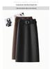 Elegant Woolen Coffee Midi Skirt - Women's Autumn/Winter 2025, Thickened Professional Design, Versatile Style