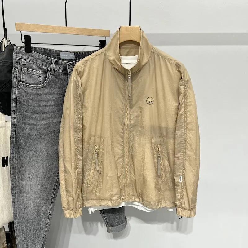 Men s Summer Ultra-Thin Sun Protection Jacket Fishing Sun Protection Stand Collar Jacket XXXXL хаки