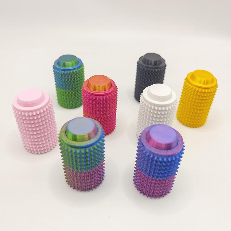 3D Printed Spiky Grippie Stim Click Toy Mini Fidget Rotatable Pressable Massager Stress Roller Anxiety Relief Gift Portable