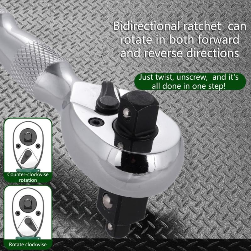 Quick Release Reversible Ratchet 1/4 ", 3/8 ", 1/2" Drive Ratchet Wrench, 72-Tooth Square Drive Socket Wrench