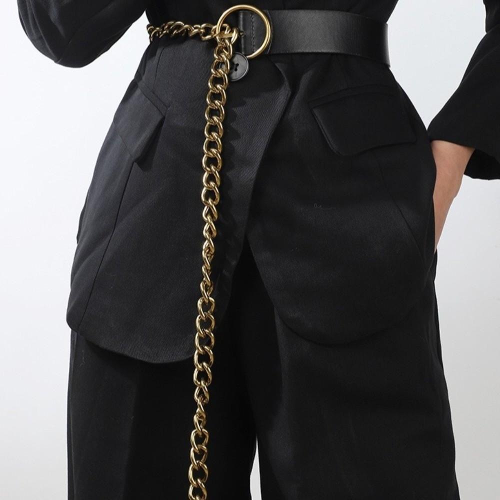Slim Side Thin Waist Chain Adjustable Dress Chain Simple PU Leather Belt  Waist Accessories