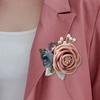 Handmade Rose Boutonniere Ribbon Flower for Dinner Party Groom and Groomsmen Decoration