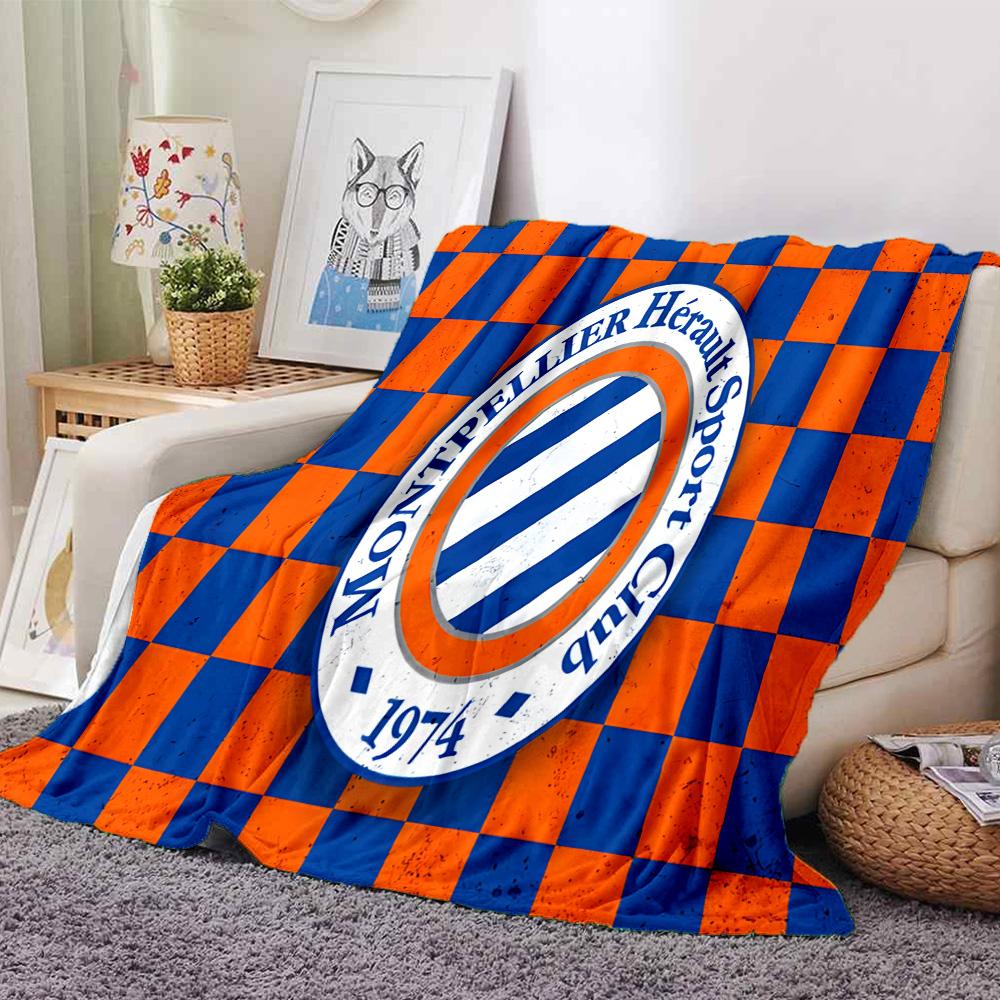 Montpellier Sport Club Flannel Blanket, Soft Polyester, Modern Design, All-Season for Camping, Travel, Gifts for holidays or birthdays