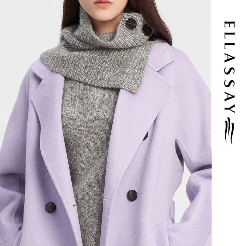ELLASSAY Women's Double-Breasted Wool Blend Coat
