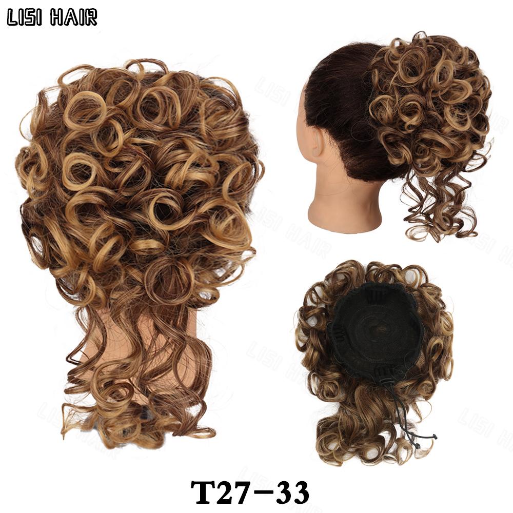 MISSQUEEN Syntetické rozcuchané krátké vlasy prodlužování do drdolu pružná spona do vlasů volné velké kudrnaté prodloužení vlasů pro ženy pro každodenní použití