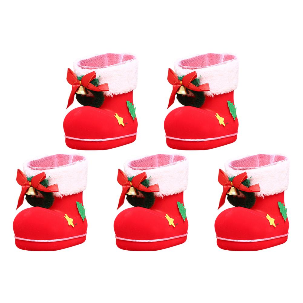 1-8PCS Red Mini Christmas Boots Xmas Tree Decoration Sugar Candy Package Christmas Decoration Christmas Gift Box Boots Bag