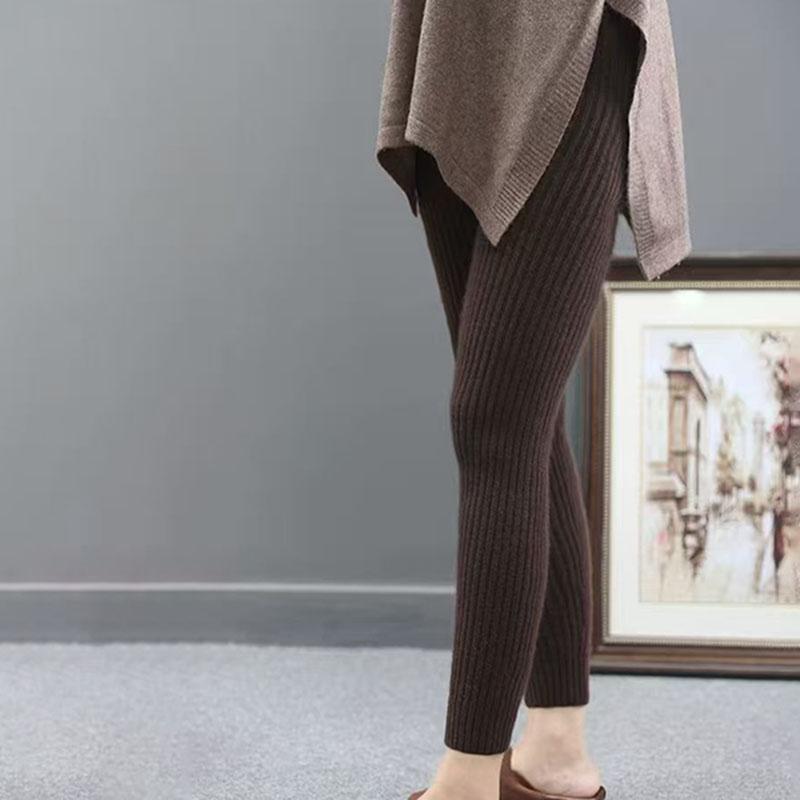 

Жіночі в язані легінси Осінь Зима Теплі Однотонні В язані Штани з Високою Посадкою Еластичні В язані Легінси XL кавовий