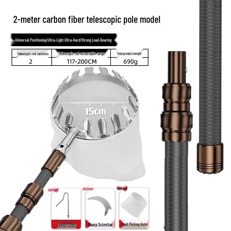 Teleskopischer Obstpflücker Stange: Kaki, Mispeln, Myrthenheidelbeeren, Pfirsiche, Pflaumen, Jujuben, Aprikosen.