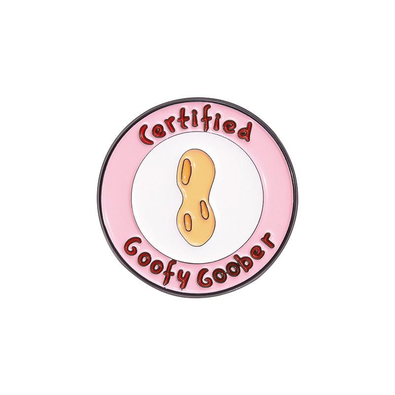 

Pink Geometric Trendy Cartoon Brooch With Letter Certification And Fun Peanut Motif