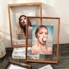 Doppelseitiger transparenter Acryl- und Holz-Vintage-Fotorahmen, Heimdekoration, Weihnachten, Geburtstage, Desktop-Pflanzenständer, Büro-Wanddekoration