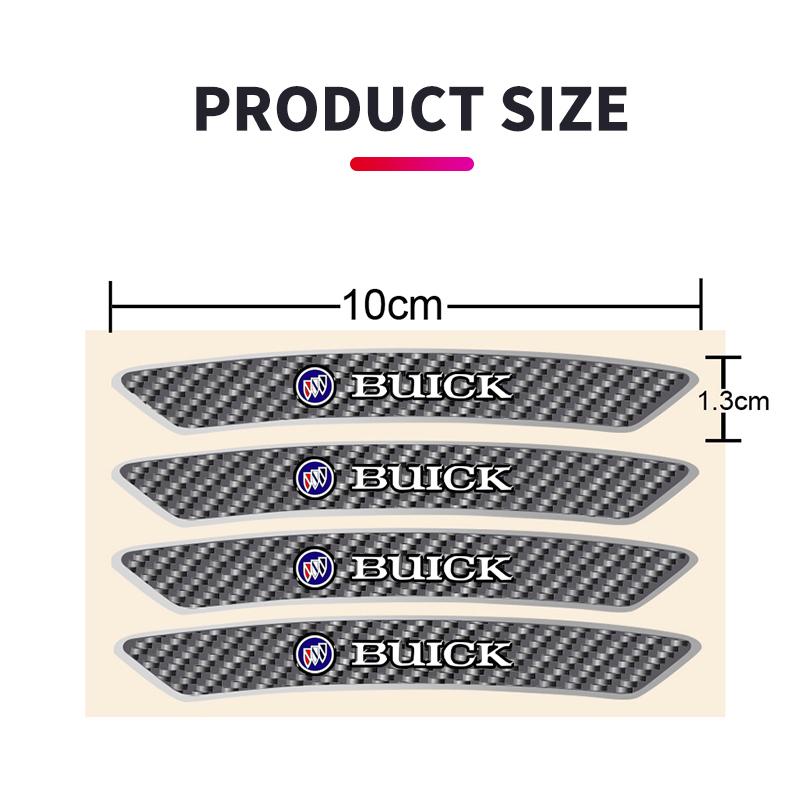 QPM1 4pcs Carbon Fiber Car Wheel Rim Stickers Auto Refit Accessories For Buick Excelle XT Envision Excelle GT Regal Encore Park GL8
