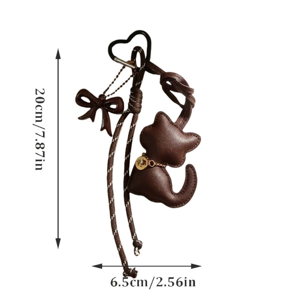 Portachiavi Catenella Portachiavi Gatto con Fiocco Carino Ciondoli per Borsa Portachiavi Gatto alla Moda in Pelle Accessorio Regalo