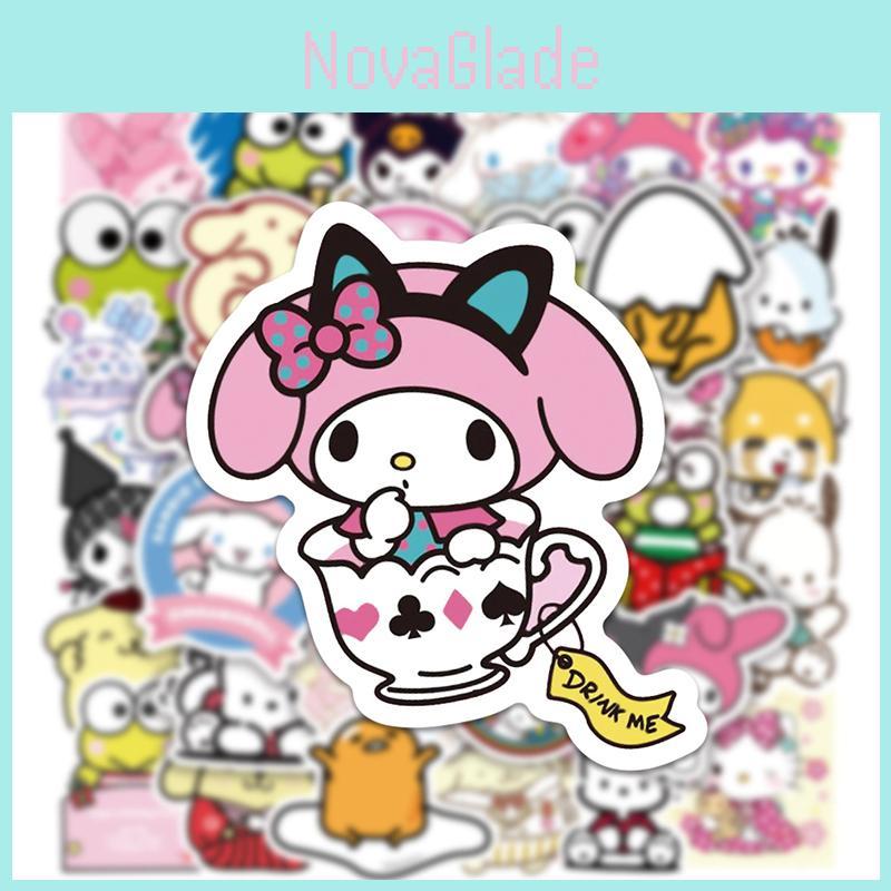 100pcs Sanrio Kuromi Melody Waterproof Reusable Sticker Luggage Decor