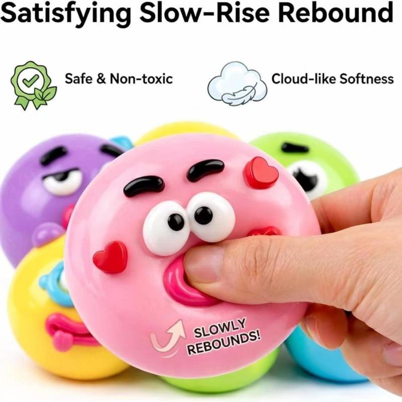 Giocattolo Palla Antistress Morbida: Pallina Antistress Morbida a Lenta Ripresa con Faccine Emoji Carine, Sicura e Non Tossica per Bambini e Adulti, Divertente Gadget per Feste