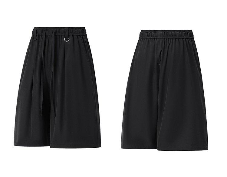 Men Solid Color Casual Loose Drawstring Straight Large Size Knee Length Shorts