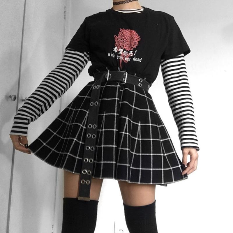 Buy Women Sexy Mini Harajuku Punk A Line Plaid Pleated Skirt