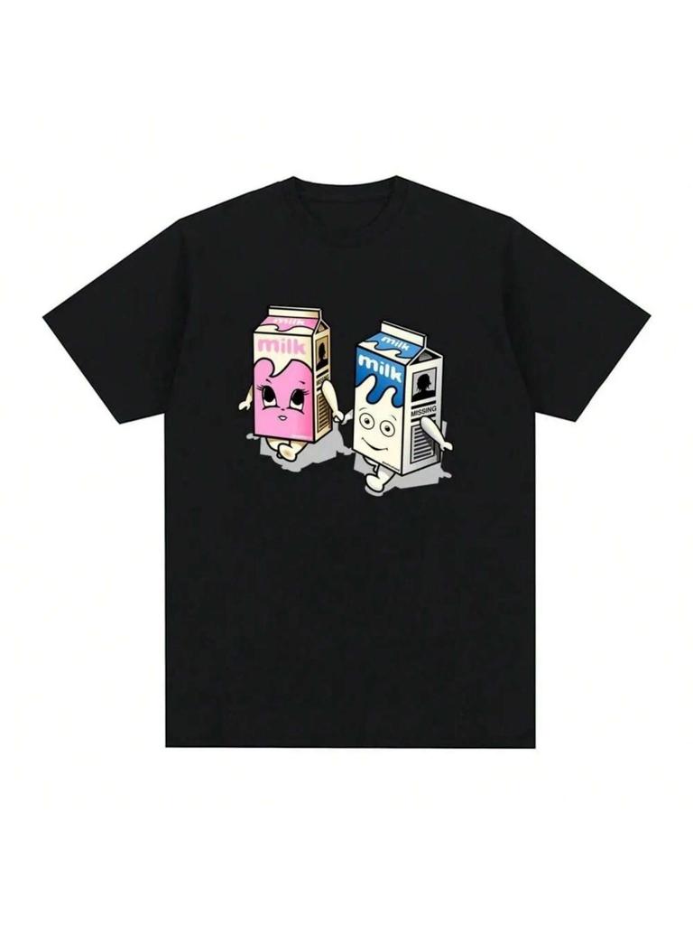 Milk Vintage T-Shirt Funny Cotton Unisex T Shirt New Tee Tshirt Wounisexs Tops Fashion T-Shirt Wounisex Unisex Casual Tshirt Male 01336