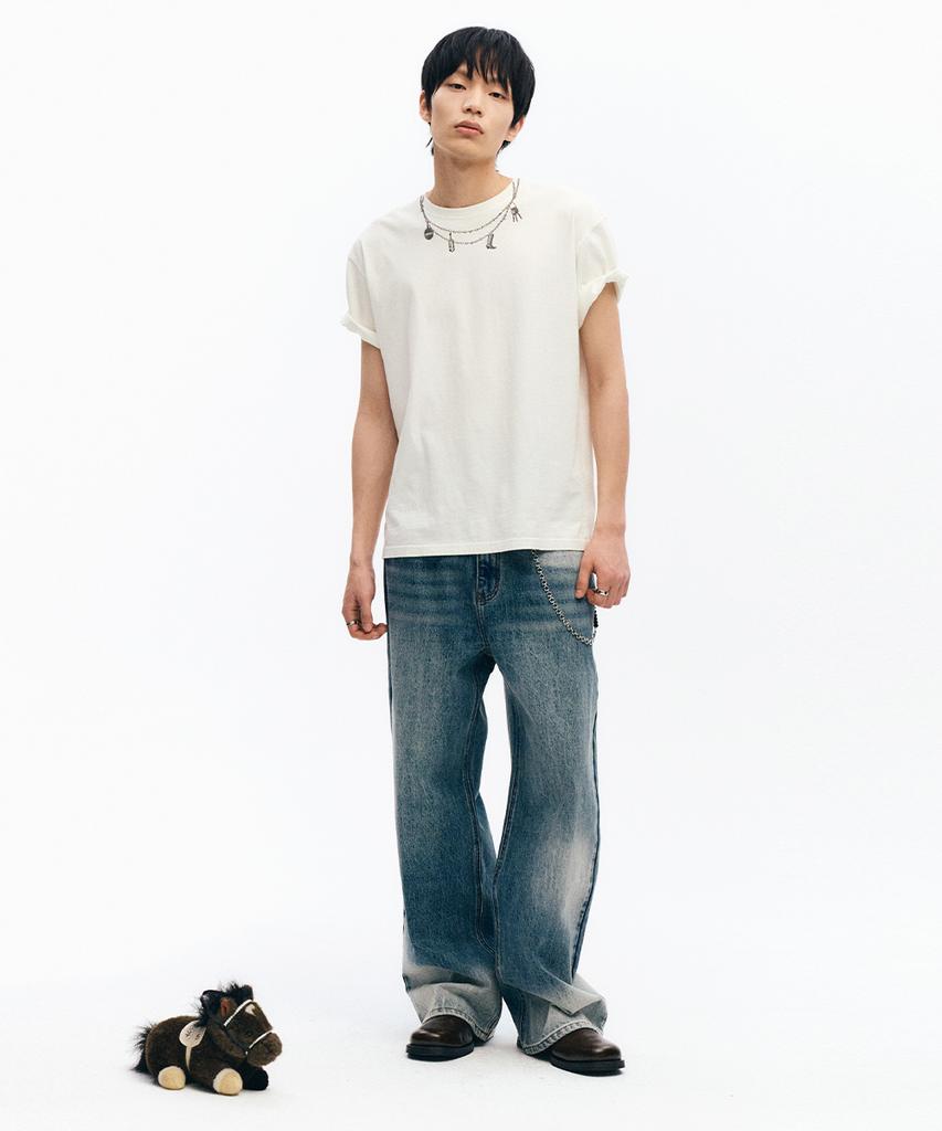 INTEMPOMOOD Necklace Print Short Sleeve_White