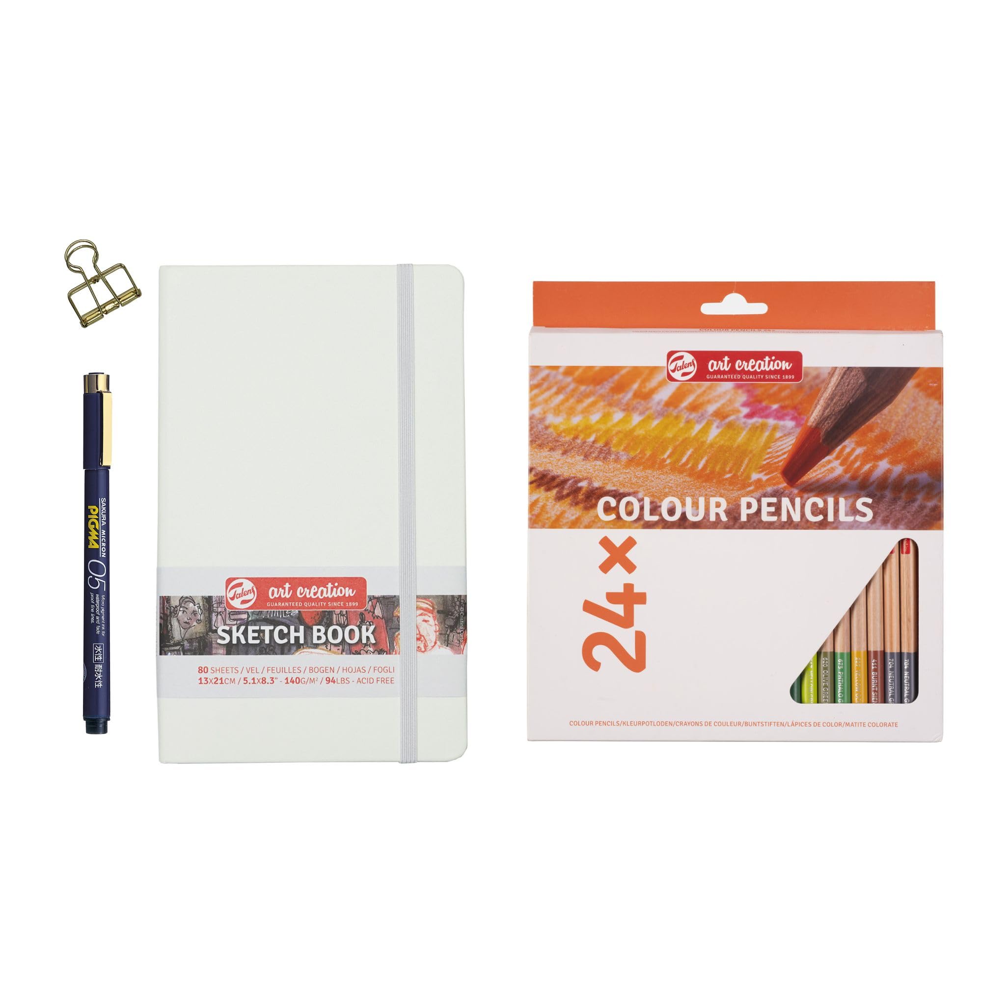 

Talens Japan Art Creation Sketch Set, Sketchbook, Drawing Notebook, 13 x 21 cm, White, with 24 Colored Pencils, TAC-102M-CP24, 485685