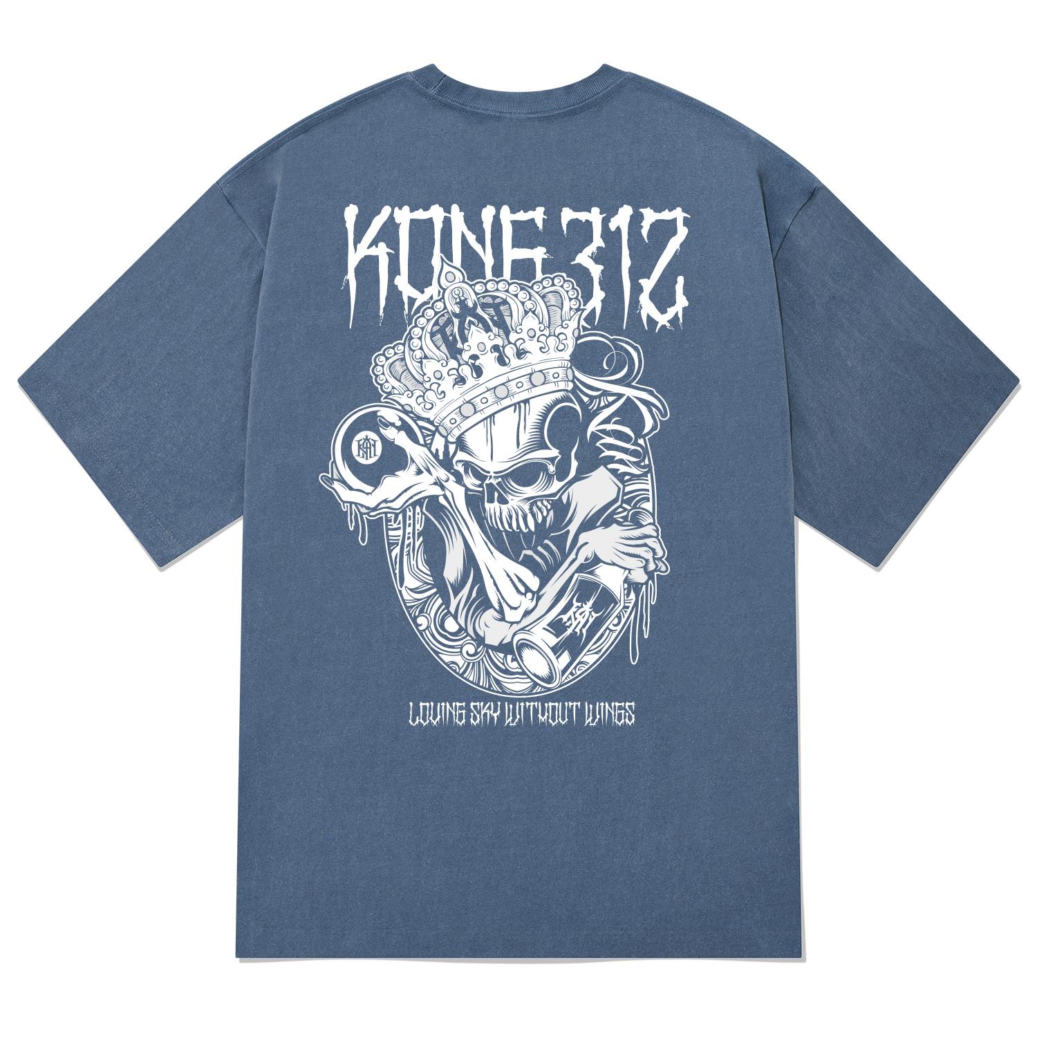 Khan 6312 Ktpn0097 King S Skull Pigment Short Sleeve T-Shirt - Blue Blue/M