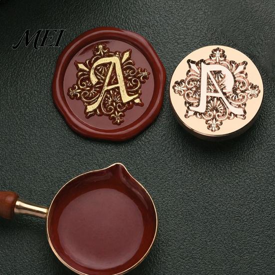 Decorative Wax Seal Stamp Iris A-Z Initial Alphabet Head, Brass Engraved Vintage Sealing Head for Wedding Invitations Envelopes Journal Gift Packaging