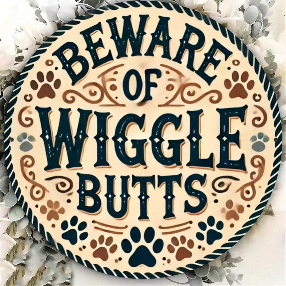 

Tinplate Art Beware Of Wiggle Butts Dog Paw Print Metal Sign Easy Install Pet Lover Decor For Any Space 20x20 різнокольоровий