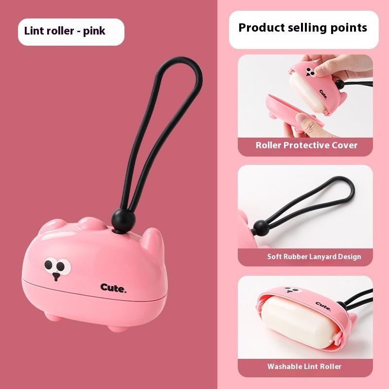 Mini Roller Reusable Hair Sticky Roller Washable Lint Roller For Clothes Lint Remover Pet Hair Removal Brush Cleaner Supplies розовый
