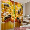 Bienenwaben-Vorhänge Realistische Bienen Goldener tropfender Honig Küchen-Wohnzimmer-Dekor Set von 2 Hergestellt Polyester