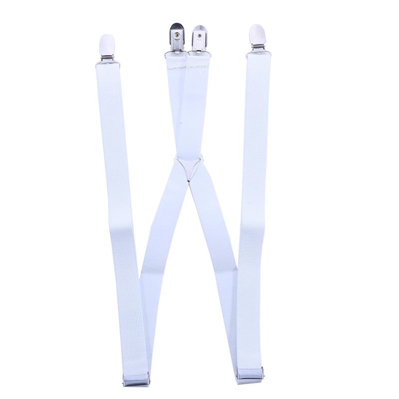 

1Pc Men Women Suspender Adult 4 Clips Practical Suspenders X Type Elastic Adjustable Strap Wide Braces Work Male Jockstrap білий