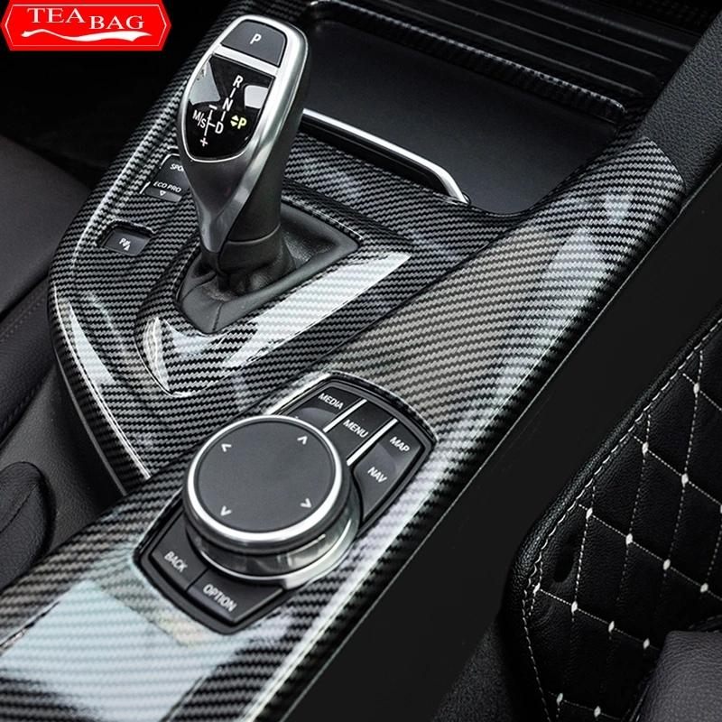 Carbon Fiber Pattern Car Stickers Gear Shift Panel Cover Interior Trim For BMW F30 F31 F32 F36 3 4 Series 2013-
