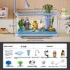 Goldfish Tank Desktop Aquarium with Filtration, Oxygenation, and Lid - Ecological Landscaping All-in-One for Living Room Household Use.
