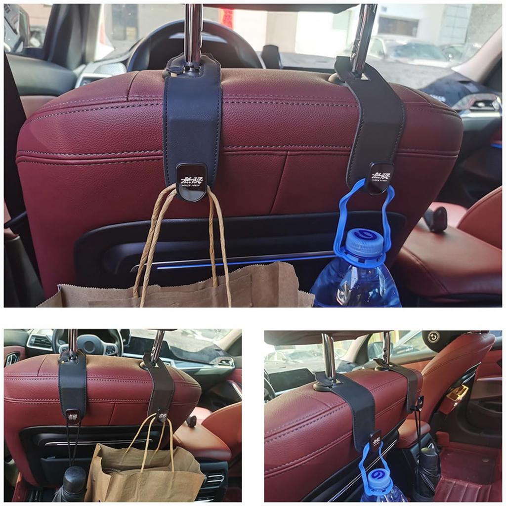 YiluGS MUGEN Headrest Compatible with MUGEN and Rear Leather Car Storage Prevents Cargo from Easy Fall Car Set of 2 Hooks, (Front Seats), Hooks,
