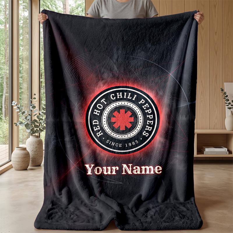 Red Hot Chili Peppers Custom Flannel Throw Blanket Print Your Name Text Soft Warm Blanket Holiday Present