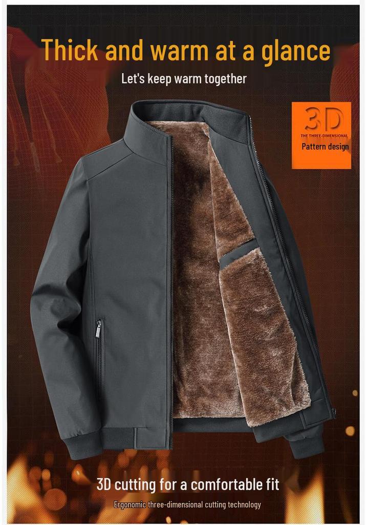 Men's Lamb Fleece Jacket - Warm, Thick, and Plus Size for Middle-aged and Young Dads